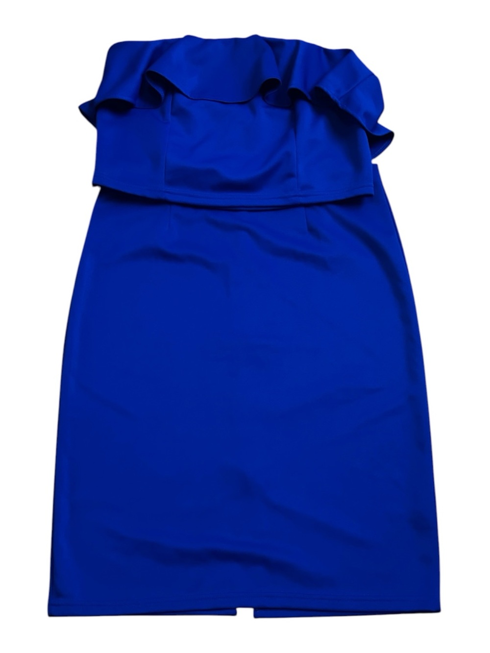 Strapless Ruffle Tube Dress in Royal Blue